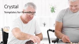  Presentation with home care - Amazing presentation design having senior people playing lotto backdrop and a white colored foreground