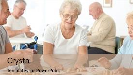  Presentation with people disabilities - Audience pleasing presentation design consisting of senior people playing lotto backdrop and a coral colored foreground