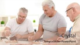  Presentation with people disabilities - Beautiful PPT layouts featuring senior people playing lotto backdrop and a coral colored foreground