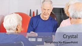  Presentation with memory game - PPT layouts with senior people playing rummikub game background and a seafoam green colored foreground