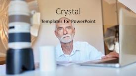  Presentation with data backup - Cool new presentation design with senior-photographer-on-laptop-computer backdrop and a coral colored foreground