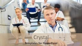  Presentation with responsibility - Amazing PPT theme having senior-physician-with-responsibility backdrop and a coral colored foreground