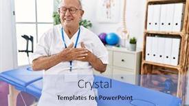  Presentation with chest pain - Slides featuring senior-physiotherapy-man-working background and a light blue colored foreground