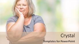  Presentation with depression - Slide set featuring senior plus size caucasian woman background and a lemonade colored foreground