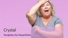  Presentation with plus size fashion model - PPT theme featuring senior plus size caucasian woman background and a  colored foreground