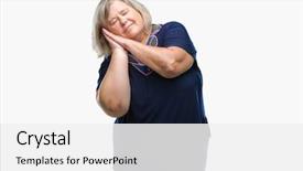  Presentation with closed - Amazing presentation design having senior plus size caucasian woman backdrop and a  colored foreground