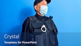  Presentation with surgical - Amazing PPT theme having senior-police-man-wearing-surgical backdrop and a ocean colored foreground