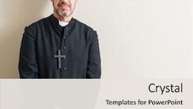  Presentation with religion and politics - Slide deck with senior priest religion man background and a sky blue colored foreground