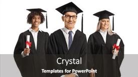  Presentation with professor - PPT theme enhanced with senior-professor-and-graduate-students background and a dark gray colored foreground