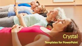  Presentation with exercise class - Presentation having senior relaxing making breathing background and a tawny brown colored foreground