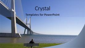  Presentation with long bridge - Audience pleasing presentation theme consisting of senior relaxing under the bridge backdrop and a teal colored foreground