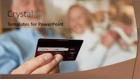  Presentation with cashless - Slide set with senior-s-hand-holds background and a coral colored foreground