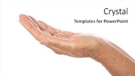 Presentation with hand palm - Slides having faith spiritual gifts hands - senior's hand with palm facing background and a white colored foreground