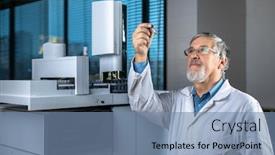 Presentation with gas chromatography - Audience pleasing slides consisting of senior-scientist-in-a-chemistry backdrop and a seafoam green colored foreground