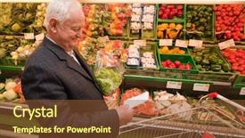  Presentation with retail food - Slide deck featuring retail systems - senior shopping for food background and a gold colored foreground