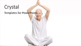  Presentation with exercise and athletes - Beautiful PPT theme featuring senior sitting on an exercise backdrop and a  colored foreground