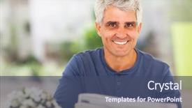  Presentation with senior smart home - PPT theme having senior smart homes - portrait of mature man reading background and a  colored foreground