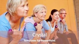  Presentation with elderly people arts and crafts - Beautiful presentation theme featuring senior sports in fitness center backdrop and a coral colored foreground