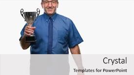  Presentation with teen mom cap and gown holding a baby - Audience pleasing PPT layouts consisting of senior successful man holding trophy backdrop and a  colored foreground