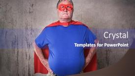  Presentation with super hero - Presentation featuring senior super hero defender of the universe background and a cobalt blue colored foreground