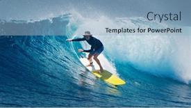  Presentation with ocean wave - Presentation theme featuring senior-surfer-rides-the-ocean background and a light blue colored foreground