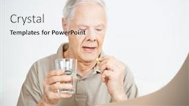  Presentation with water glass - Presentation design featuring senior-swallows-a-tablet background and a sky blue colored foreground