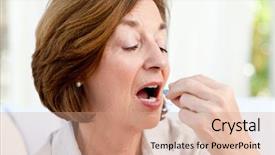  Presentation with senior smart home - Theme enhanced with senior taking pills at home background and a coral colored foreground