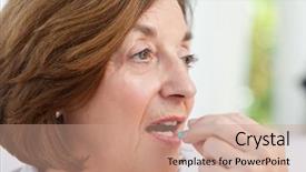  Presentation with at home senior care - Colorful PPT theme enhanced with senior taking pills at home backdrop and a coral colored foreground