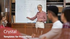  Presentation with doubts - Cool new slides with senior-teacher-explaining-math-formulas backdrop and a tawny brown colored foreground