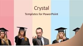  Presentation with teacher and students - Slide set having senior teacher with his graduate background and a lemonade colored foreground