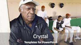  Presentation with coach - Presentation featuring senior team coach looking away background and a dark gray colored foreground