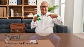  Presentation with mental health - Presentation theme having senior-therapist-with-grey-hair background and a coral colored foreground