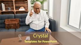  Presentation with hair - PPT theme featuring senior-therapist-with-grey-hair background and a violet colored foreground