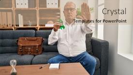  Presentation with mental health - PPT theme consisting of senior-therapist-with-grey-hair background and a coral colored foreground