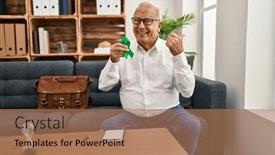  Presentation with mental - PPT layouts enhanced with senior-therapist-with-grey-hair background and a coral colored foreground