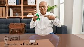  Presentation with mental - Presentation theme featuring senior-therapist-with-grey-hair background and a coral colored foreground