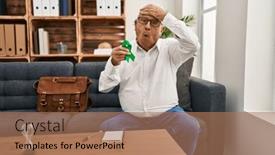  Presentation with mental - PPT theme having senior-therapist-with-grey-hair background and a coral colored foreground