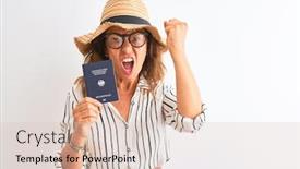  Presentation with passport - Cool new presentation theme with senior-tourist-woman-holding-germany backdrop and a lemonade colored foreground