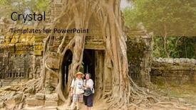  Presentation with senior couple - Audience pleasing theme consisting of field with yellow daffodil flowers backdrop and a gold colored foreground