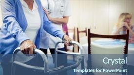  Presentation with walker - Presentation theme consisting of senior using a walker background and a ocean colored foreground