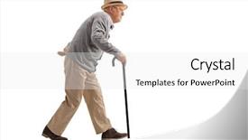  Presentation with cane - Theme with senior walking with a cane background and a white colored foreground