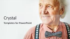  Presentation with well - Cool new slides with senior well-dressed man looking backdrop and a white colored foreground