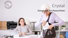  Presentation with social work - Beautiful theme featuring senior-white-haired-woman backdrop and a white colored foreground