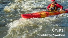  Presentation with fort - Colorful presentation design enhanced with senior-whitewater-kayaker-paddling-upstream backdrop and a gray colored foreground