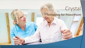  Presentation with walker - Beautiful presentation theme featuring senior-with-a-walker backdrop and a lemonade colored foreground