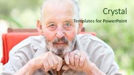  Presentation with eye cataract - PPT theme having senior with cataracts in eye background and a soft green colored foreground