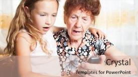  Presentation with generation - Presentation theme with senior-with-girl-generation-elderly background and a coral colored foreground