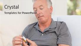  Presentation with pills - Slides having senior with pills at home background and a lemonade colored foreground