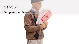  Presentation with playing cards - Audience pleasing slides consisting of senior with playing cards isolated on white background backdrop and a lemonade colored foreground