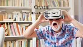  Presentation with vision - Slide deck featuring senior-with-vr-glasses background and a mint green colored foreground